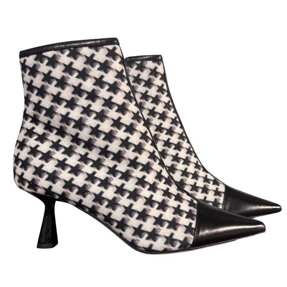 New Auth. Jimmy Choo Kix Leather Wool Kitten Heel Ankle Boots Size 36.5 - Picture 2 of 10